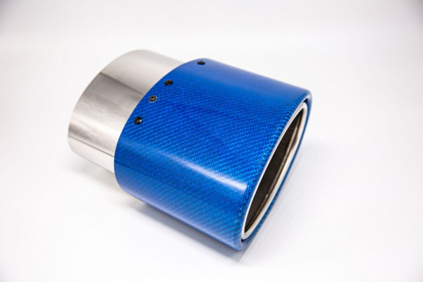 Endrohr 120x175mm oval Carbon seitlich abgeschrägt rechts, blau glänzend (Aufpreis)