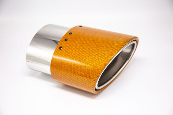 Endrohr 120x175mm oval Carbon seitlich abgeschrägt links, orange glänzend
