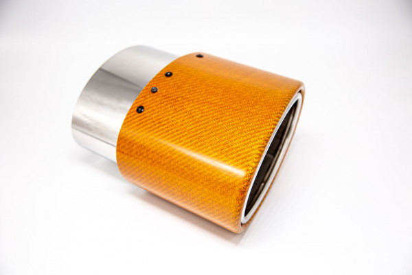 Endrohr 120x175mm oval Carbon seitlich abgeschrägt rechts, orange glänzend