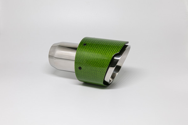Endrohr 114mm rund Carbon breite Kante abgeschrägt grün glänzend (Aufpreis)