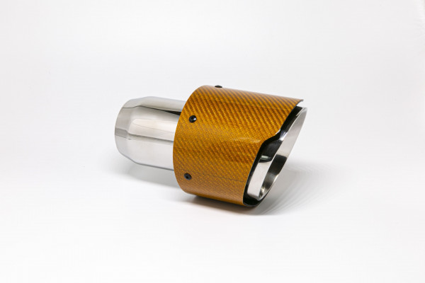 Endrohr 114mm rund Carbon breite Kante abgeschrägt orange glänzend (Aufpreis)